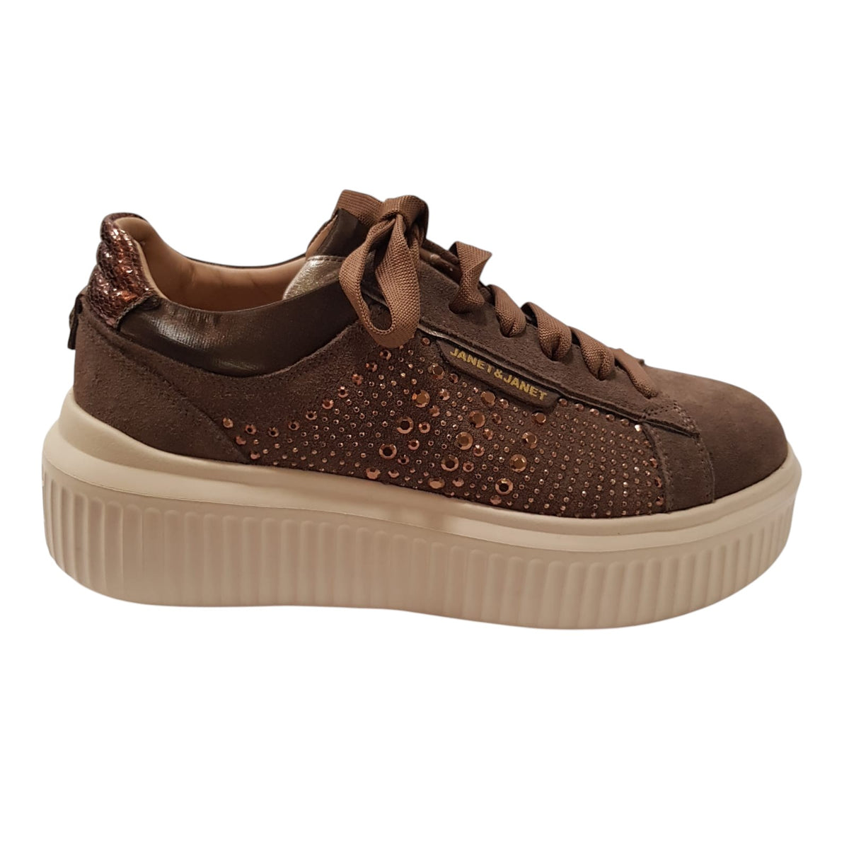 Janet & Janet Sneakers donna camoscio marrone www.offidani.it