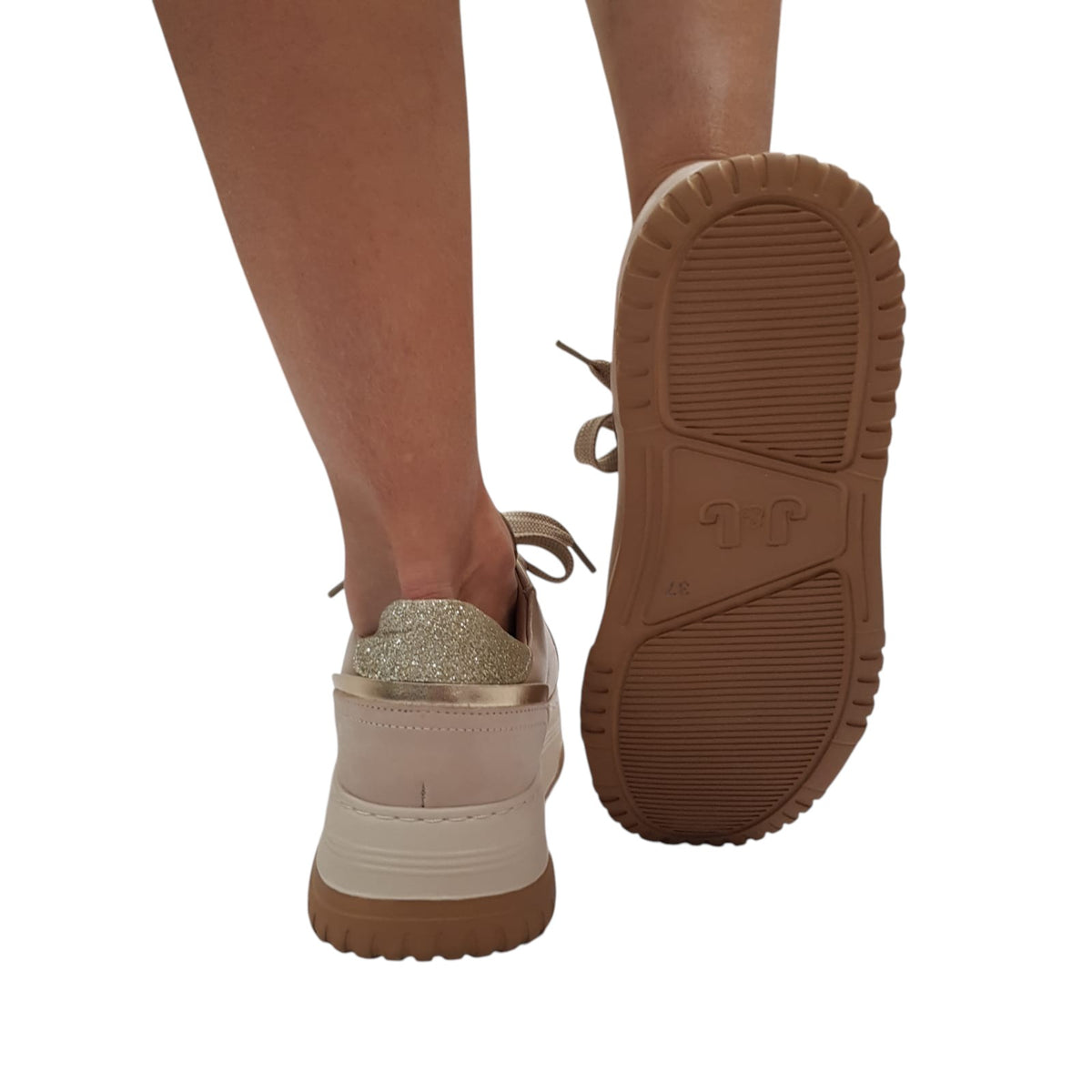 Janet & Janet sneakers donna pelle beige www.offidani.it