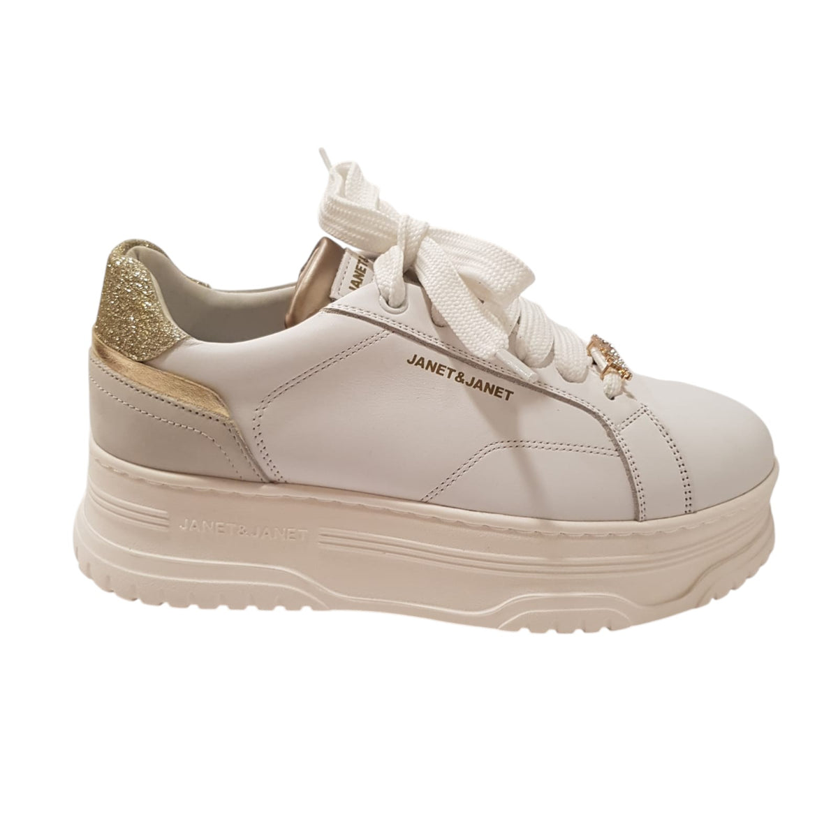 Janet & Janet sneakers donna pelle bianca www.offidani.it