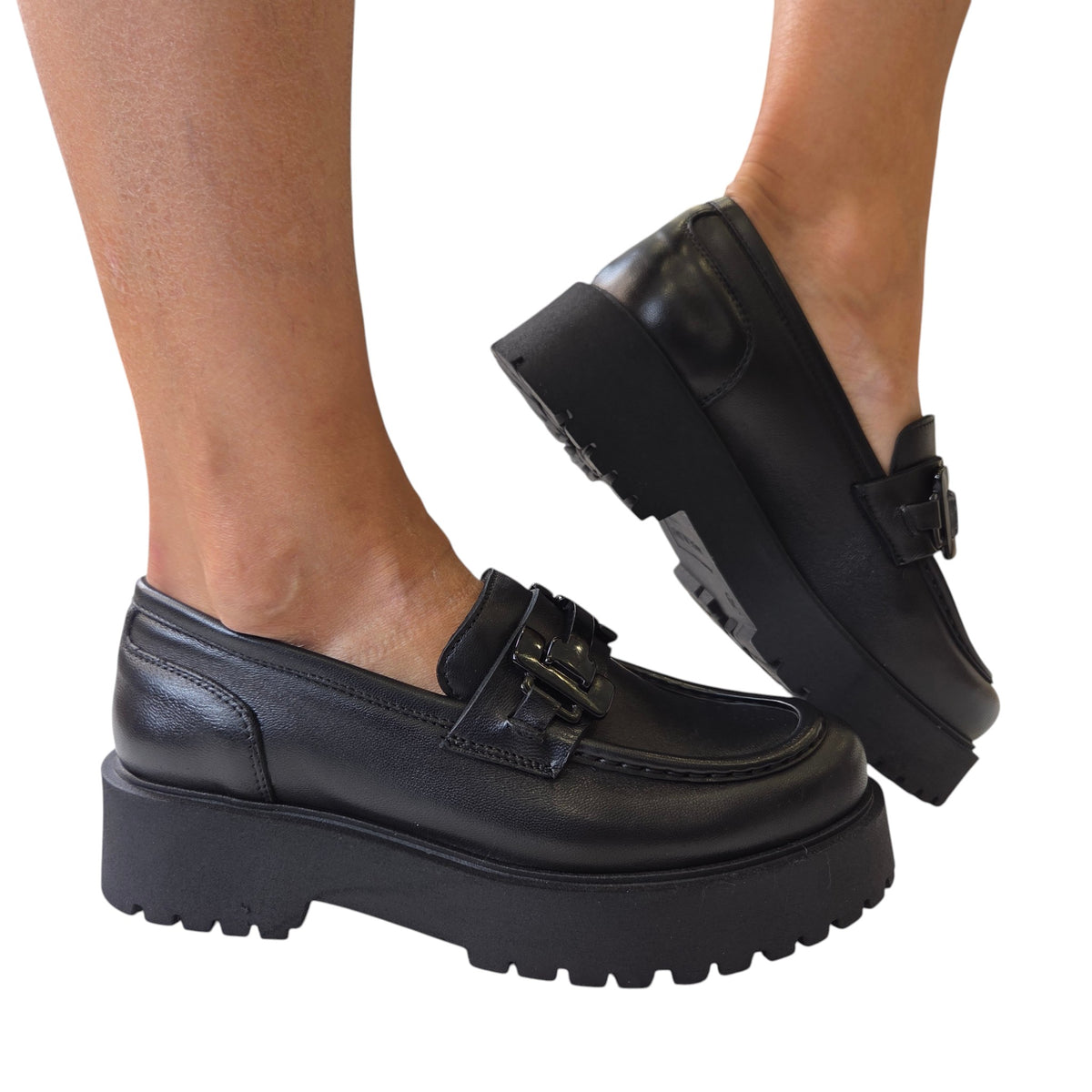 Les Poèmes mocassino donna pelle nero www.offidani.it