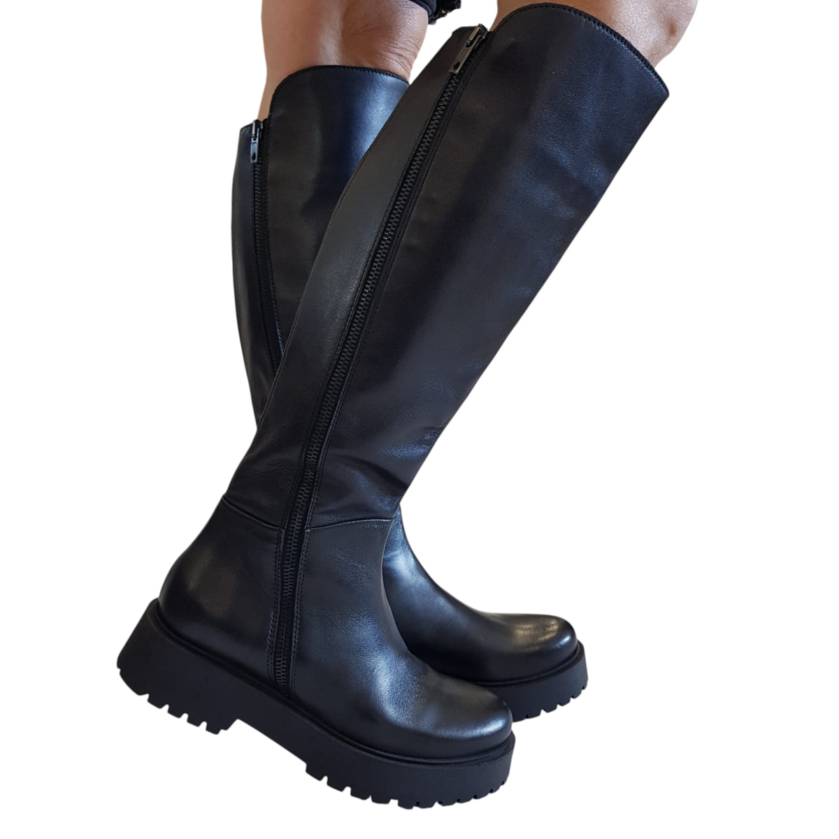 Les Poèmes stivale donna pelle nero www.offidani.it