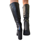 Les Poèmes stivale donna pelle nero www.offidani.it