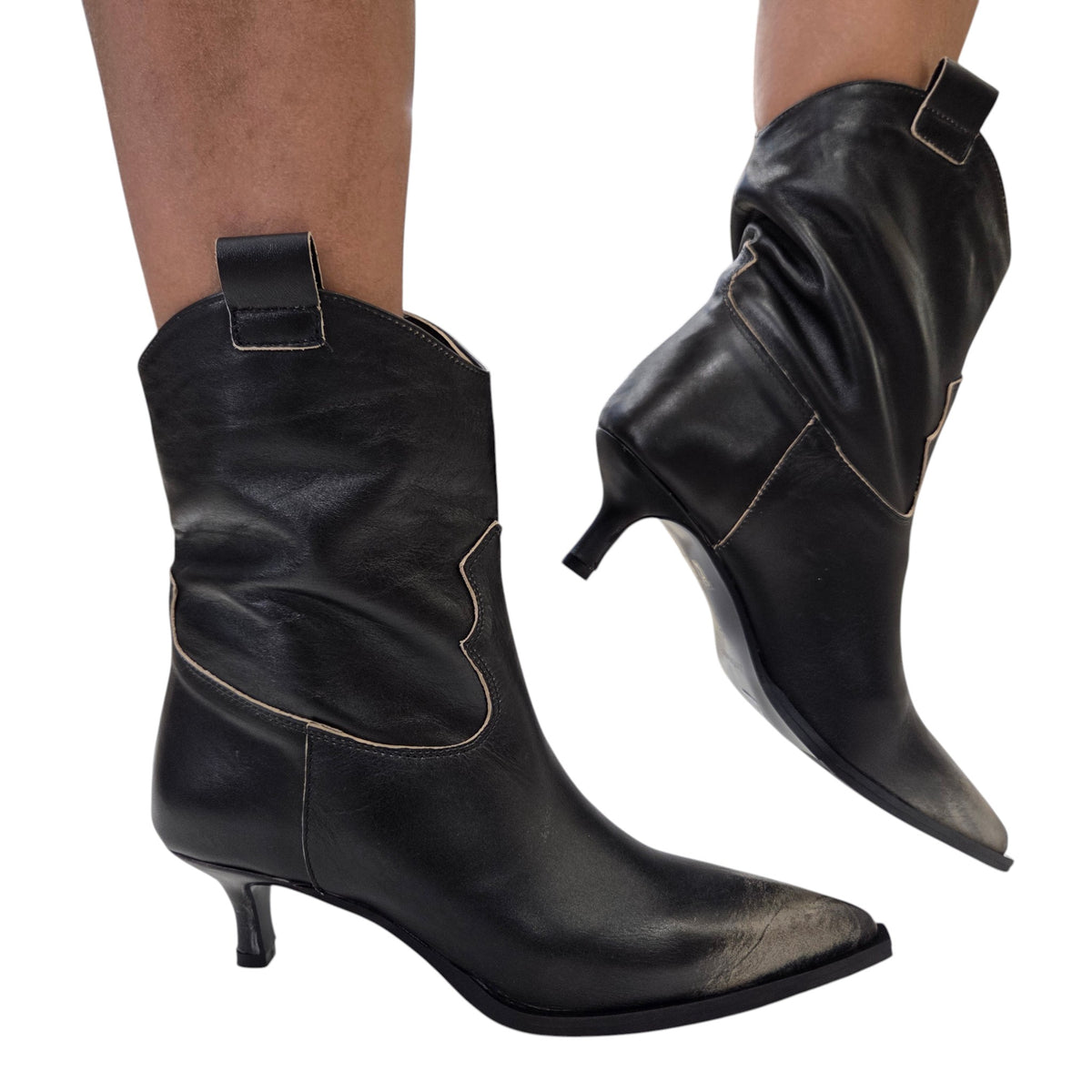 Les Poèmes stivaletto donna pelle nero www.offidani.it