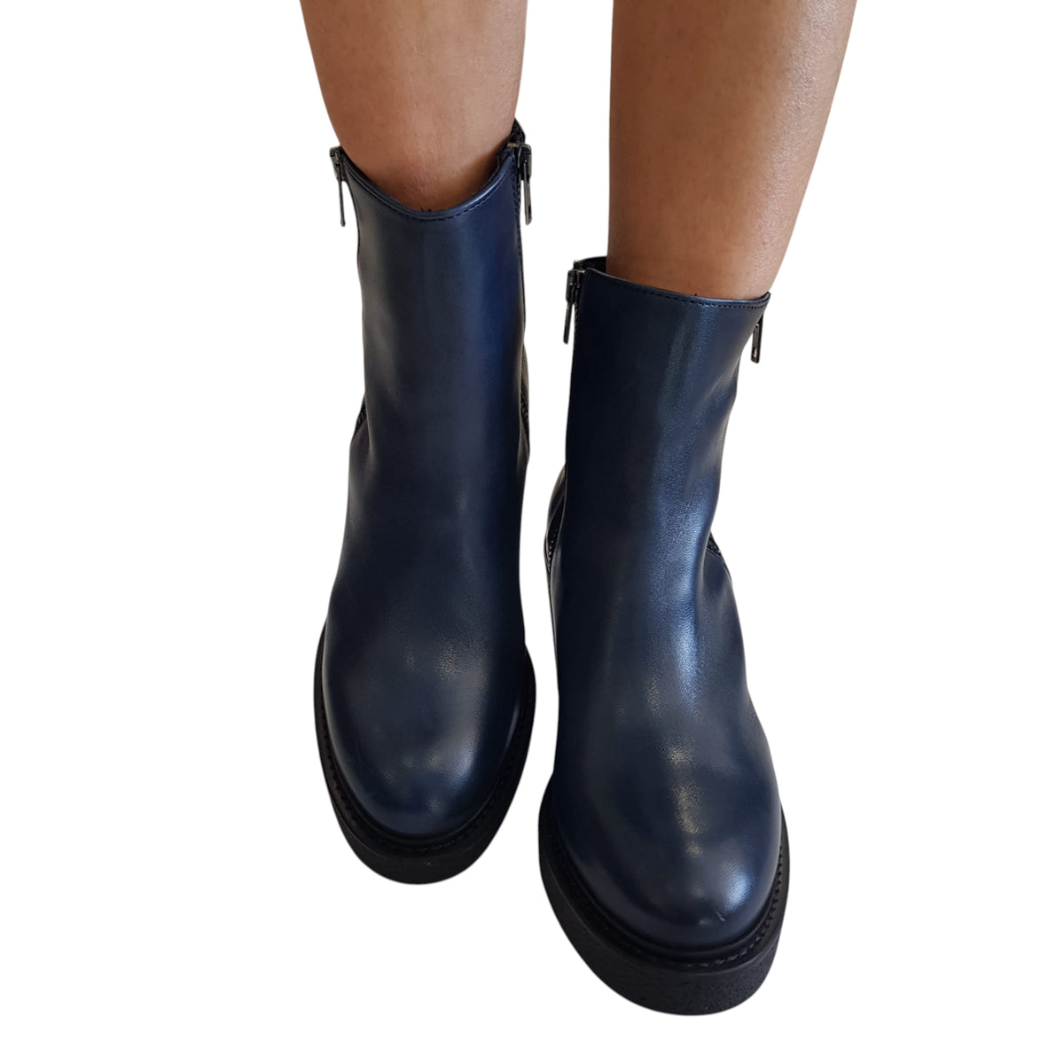 Les Poèmes stivaletto donna pelle blu' www.offidani.it