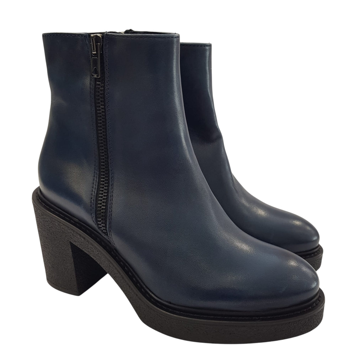 Les Poèmes stivaletto donna pelle blu' www.offidani.it
