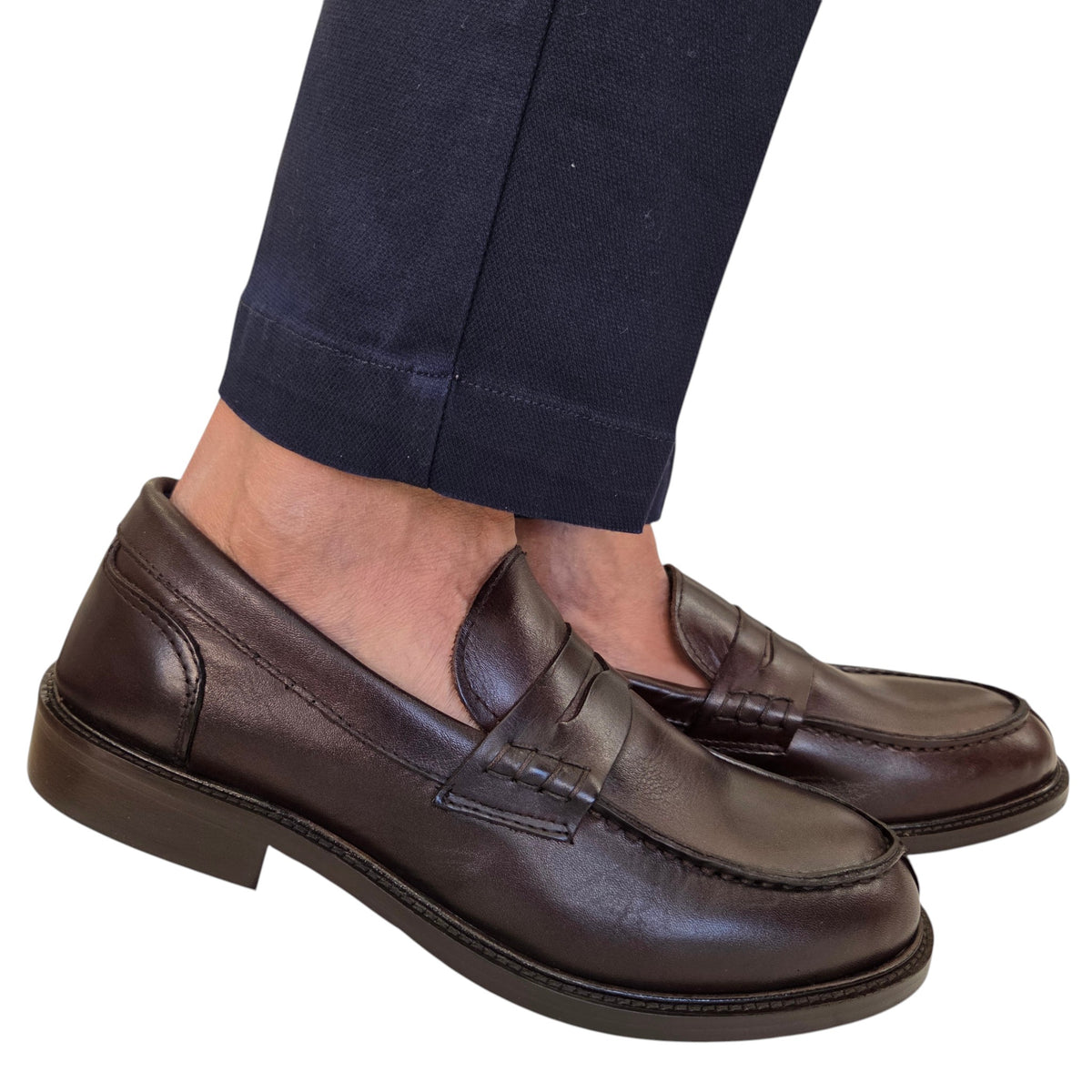 Les Poèmes uomo mocassino pelle marrone www.offidani.it