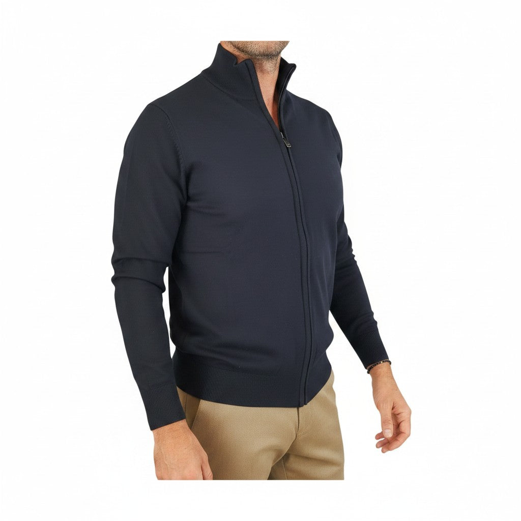 Markup abbigliamento uomo maglioncino blu' con zip www.offidani.it