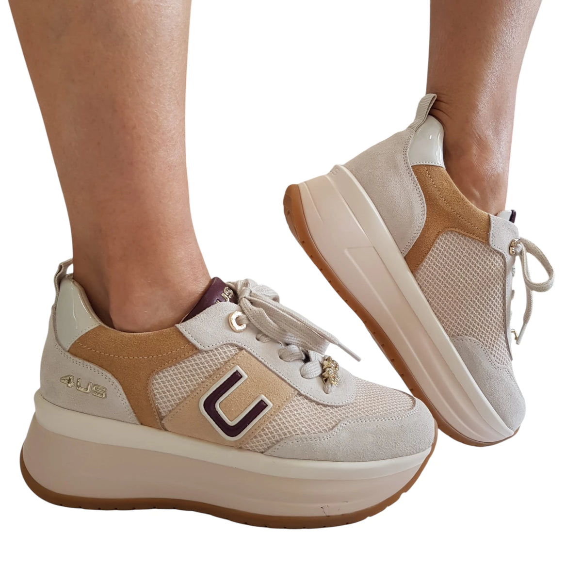 Paciotti 4US sneakers donna beige www.offidani.it