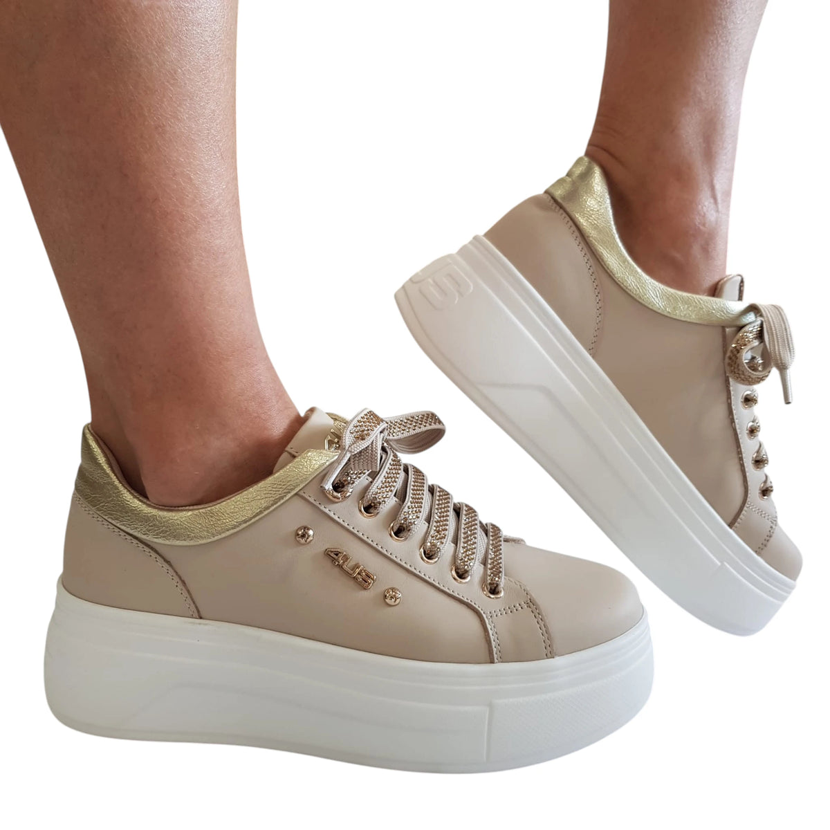 Paciotti 4US sneakers donna beige www.offidani.it