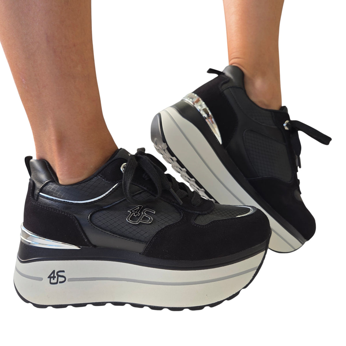 Paciotti 4US sneakers donna camoscio nero www.offidani.it