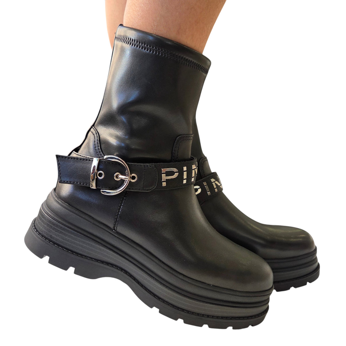 Pinko anfibio donna pelle nero www.offidani.it