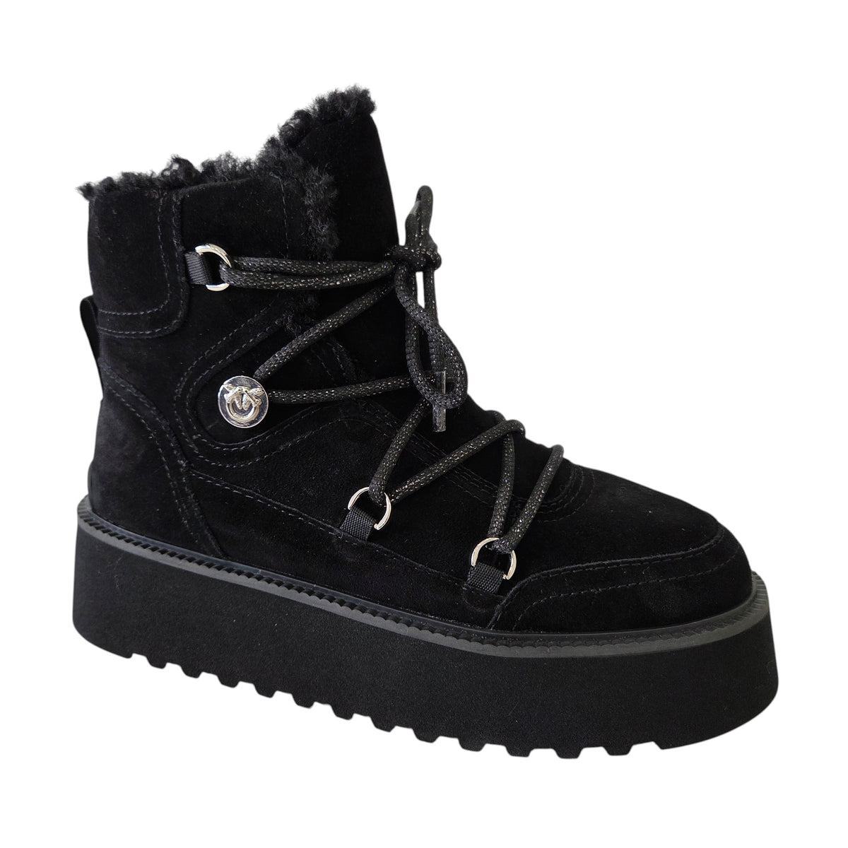 Pinko stivaletto donna suede nero www.offidani.it