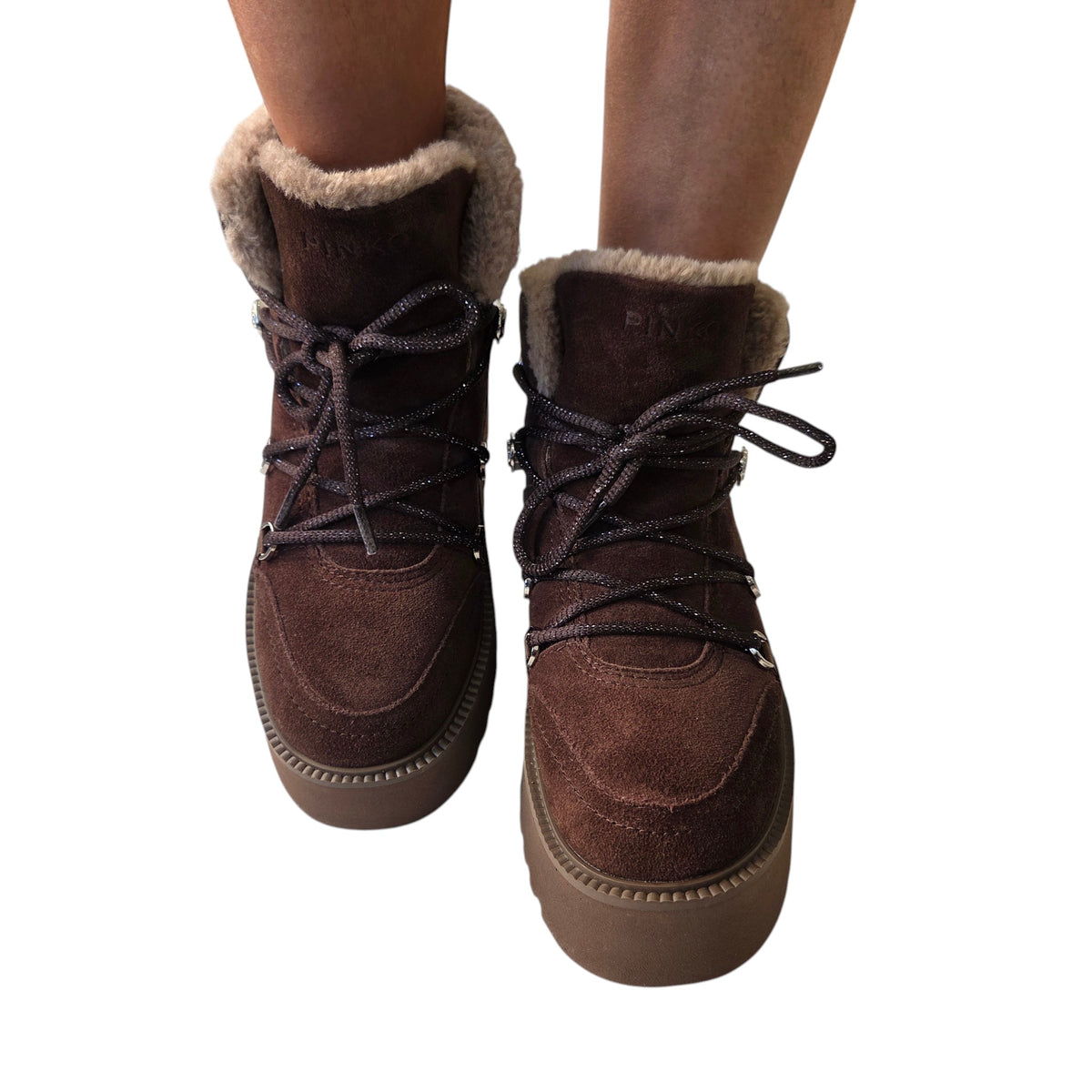 Pinko stivaletto suede donna marrone www.offidani.it