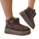 Pinko stivaletto warm platform camoscio marrone www.offidani.it