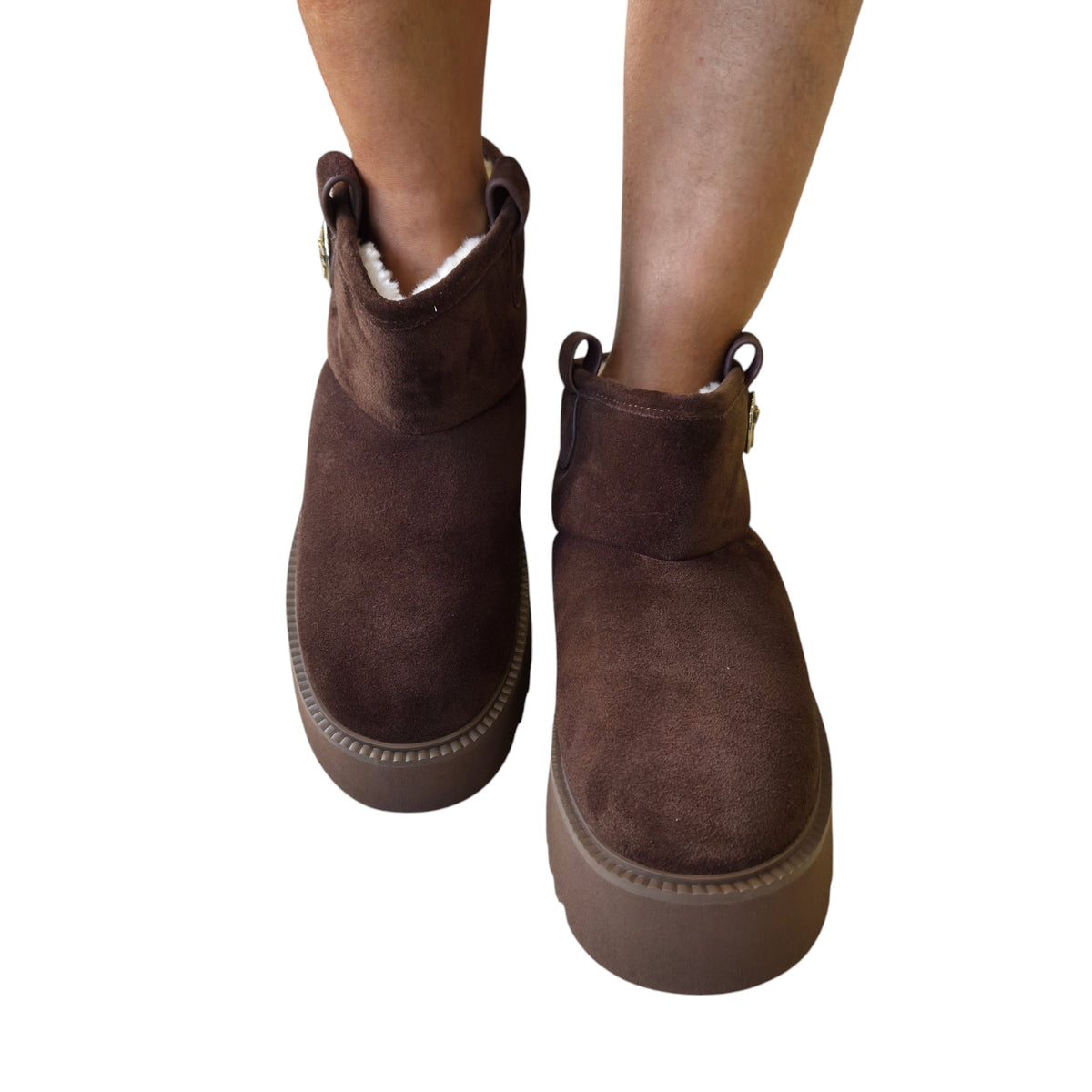 Pinko stivaletto warm platform camoscio marrone www.offidani.it