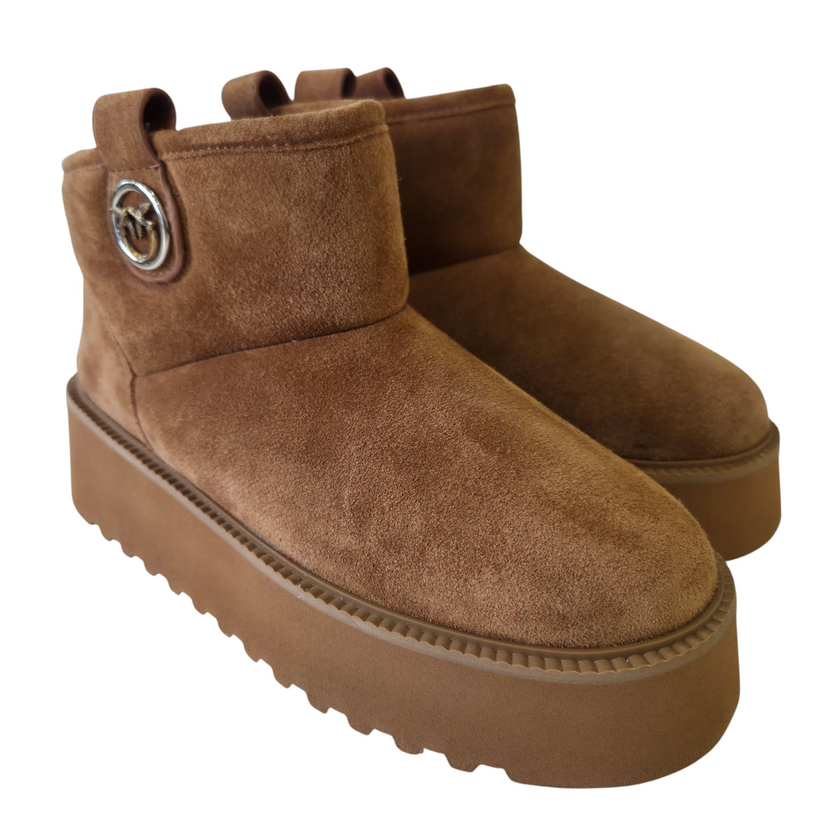 Pinko stivaletto warm platform camoscio cuoio www.offidani.it