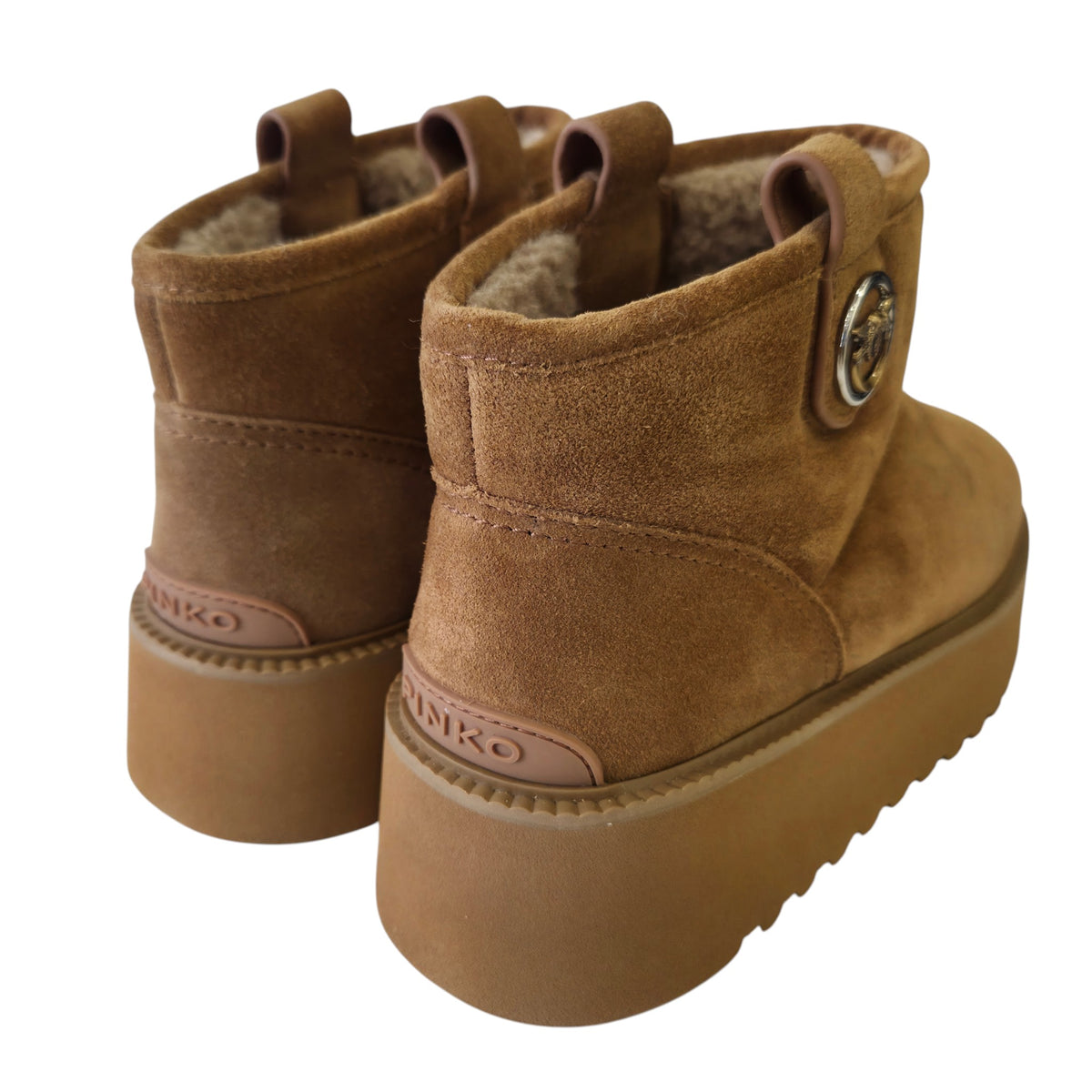 Pinko stivaletto warm platform camoscio cuoio www.offidani.it