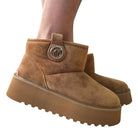 Pinko stivaletto warm platform camoscio cuoio www.offidani.it