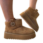 Pinko stivaletto warm platform camoscio cuoio www.offidani.it