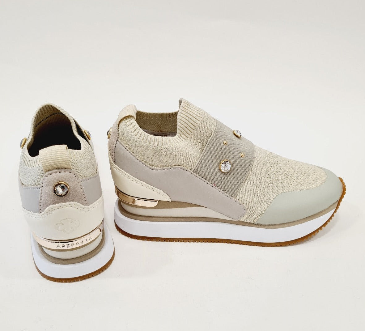 Apepazza sneakers senza lacci fondo gomma zeppa interna alta